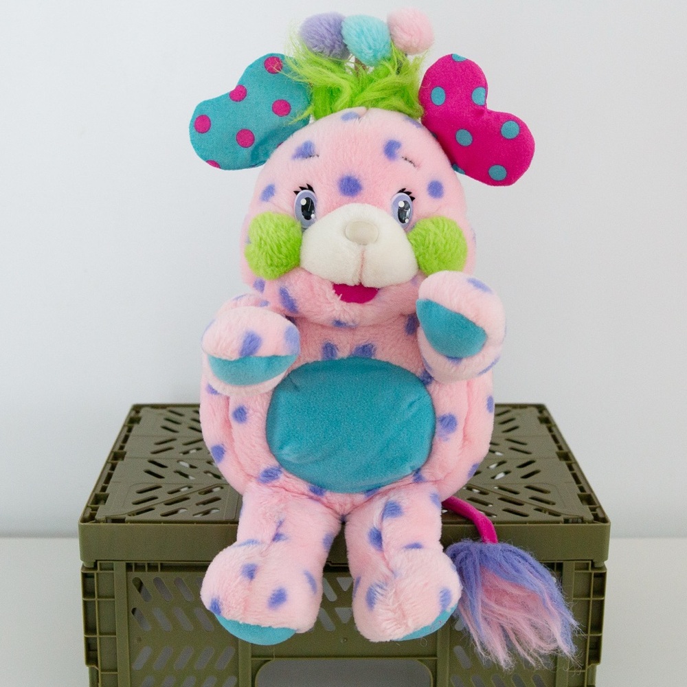 Vintage 2001 Popples Polka-Dottie Plush Pink Purple Polka Dot Toymax